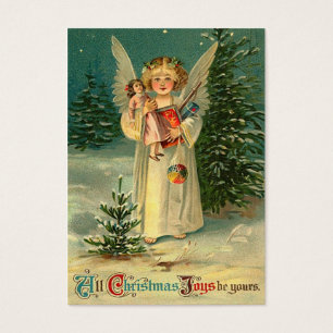 Cartes De Visite Ange de Noël Vintage avec jouets Tags cadeaux