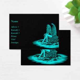Cartes De Visite Angel, perdu dans la pensée, noir et vert Design