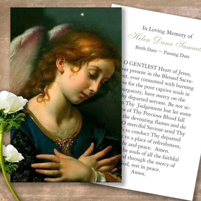 Cartes De Visite Anges de perte funéraire Prière commémorative Cart (Forever in our hearts, celebration of life, in loving memory of, prayer cards for bereavement)