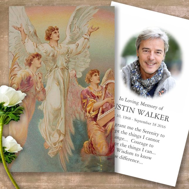 Cartes De Visite Anges de perte funéraire Prière commémorative Cart (Forever in our hearts, celebration of life, in loving memory of, prayer cards for bereavement)