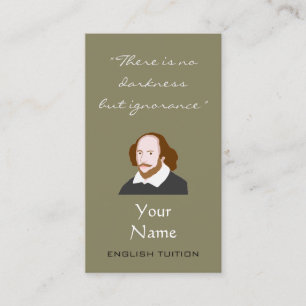 Cartes de visite anglais de Shakespeare de tuteur