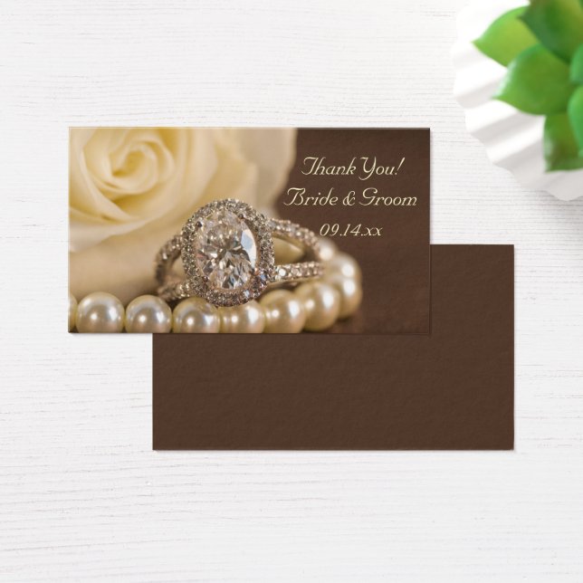 Cartes De Visite Anneau Diamant ovale Rose blanche Mariage Faveur T (Bureau)