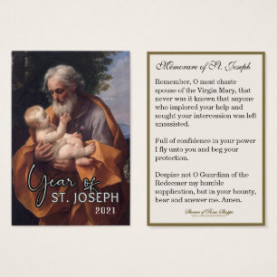 Cartes De Visite Année de la prière commémorative Saint-Joseph Cath