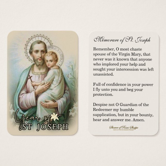 Cartes De Visite Année de la prière commémorative Saint-Joseph Cath (Devant & derrière)