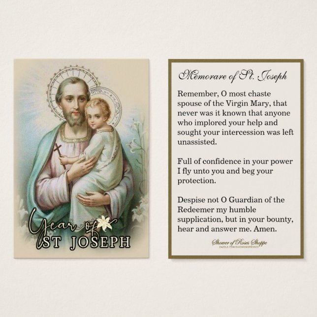 Cartes De Visite Année de la prière commémorative Saint-Joseph Cath (Devant & derrière)