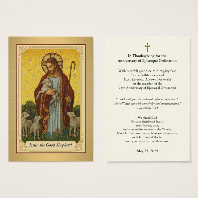 Cartes De Visite Anniversaire de l'évêque catholique Jésus (Devant & derrière)