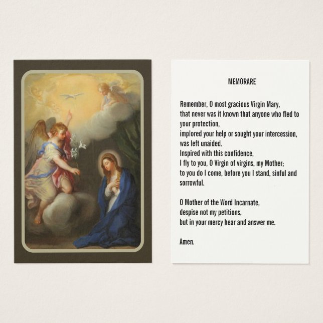 Cartes De Visite Annonciation de la prière Mary Memorare (Devant & derrière)