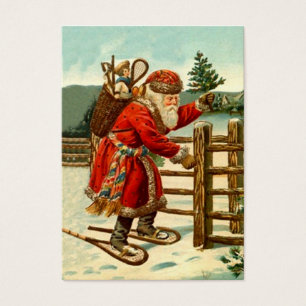 CARTES DE VISITE ANTIQUE PÈRE NOËL DANS LES CADEAUX DE NEIGE CADEAU
