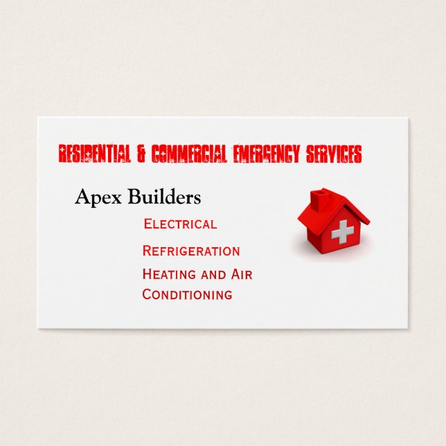 Cartes De Visite Appels de service d'urgence (Devant)