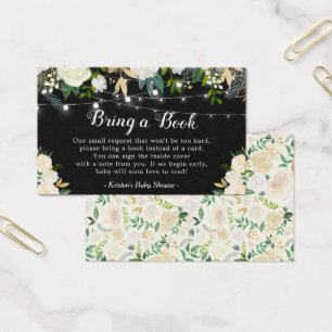 Cartes De Visite Apportez une demande de livre Rose blanche Baby sh