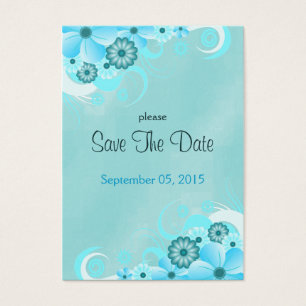 Cartes De Visite Aqua Bleu Bleu Mariage Mini Enregistrer Les Dates