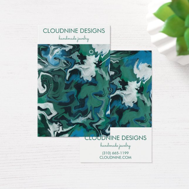 Cartes De Visite Aqua Bleu Flèches vertes Elevant Collier Bijoux (Bureau)