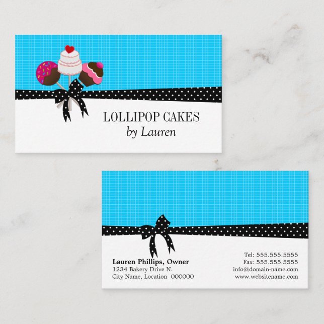 Cartes de visite Aqua Cake Pops (Devant / Derrière)