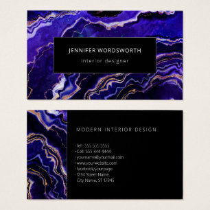 Cartes De Visite Aquarelle Agate Moderne Professionnel Géode Violet