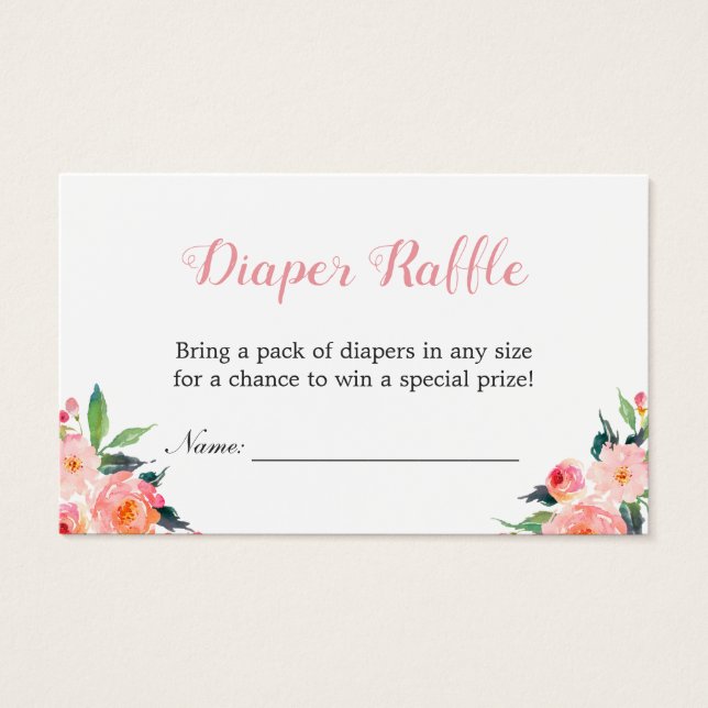 Cartes De Visite Aquarelle Baby shower floral Déchets rabat Billet (Devant)