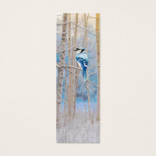 Cartes De Visite Aquarelle Bluejay Bird en Signet d'oiseaux foresti