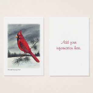 Cartes De Visite Aquarelle cardinale rouge d'oiseau