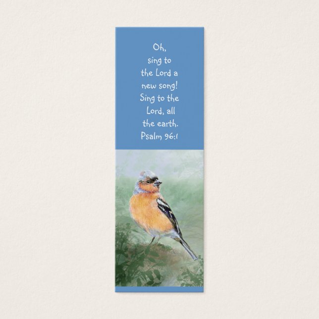 Cartes De Visite Aquarelle Chaffinch Oiseau Écriture Bible Signet (Devant)