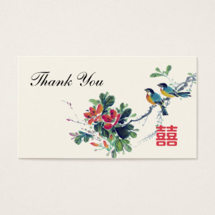 Cartes De Visite Aquarelle Floral Birds Chinois Wedder Favor Tag