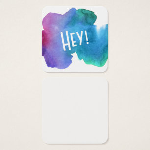 Cartes De Visite Aquarelle multicolore Artsy avec "hé !" Notes