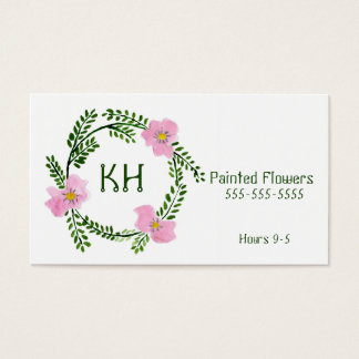 Cartes De Visite Aquarelle Peinte Florale Wreath, Fleurs Peintes