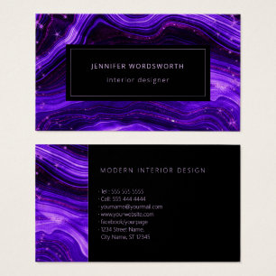 Cartes De Visite Aquarelle professionnelle moderne Agate Géode viol