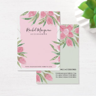 Cartes De Visite Aquarelle rose fleurissant collier floral