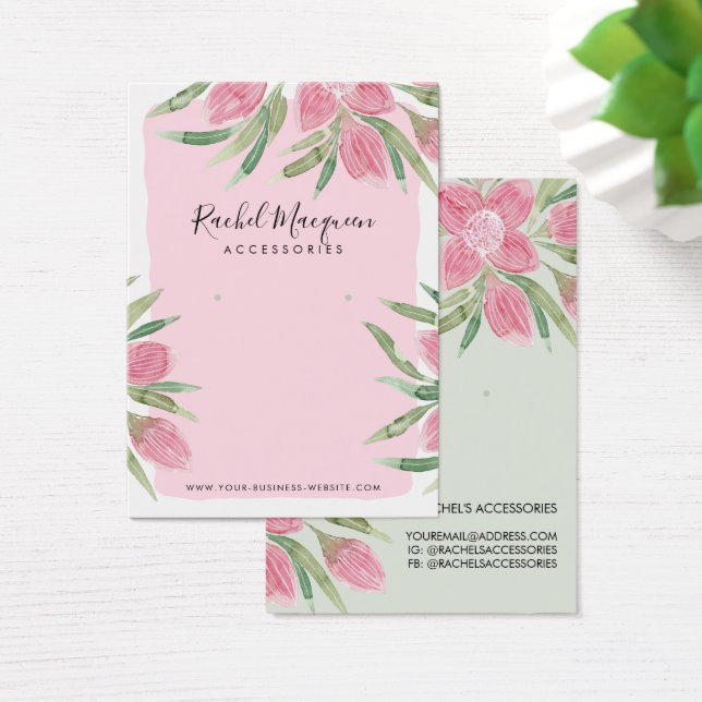 Cartes De Visite Aquarelle rose Floral Floral (Bureau)