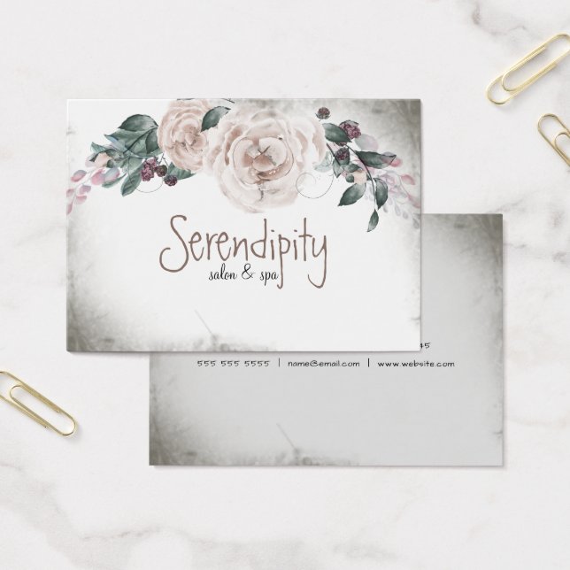 Cartes De Visite Aquarelle vintage Rose florale (Bureau)