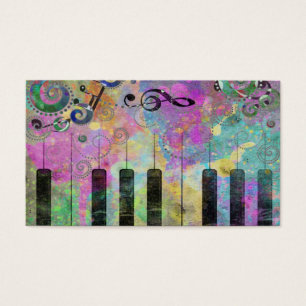 Cartes De Visite Aquarelles cool éclabousser piano coloré