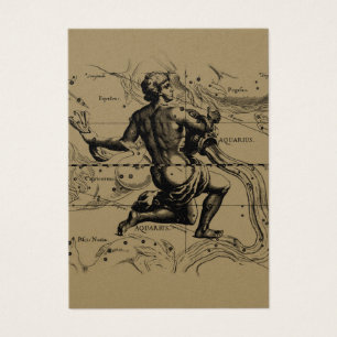 Cartes De Visite Aquarius Constellation Map Hevelius 1690 on Taupe