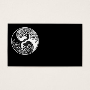 Cartes De Visite Arbre de la vie blanc et noir Yin Yang