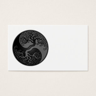 Cartes De Visite Arbre de la vie gris et noir Yin Yang