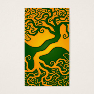 Cartes De Visite Arbre de la vie vert d'or Yin Yang