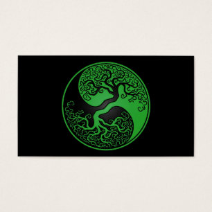 Cartes De Visite Arbre de la vie vert et noir Yin Yang