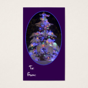 Cartes De Visite Arbre de Noël couvert de neige brillante