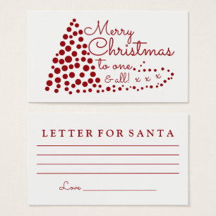Cartes De Visite Arbre de Noël Rouge, Lettre pour Père Noël