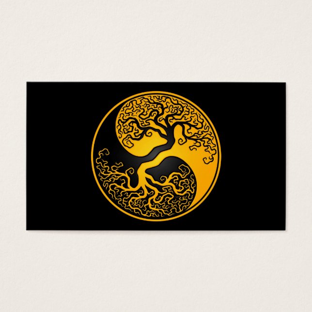Cartes De Visite Arbre de vie jaune et noir Yin Yang (Devant)
