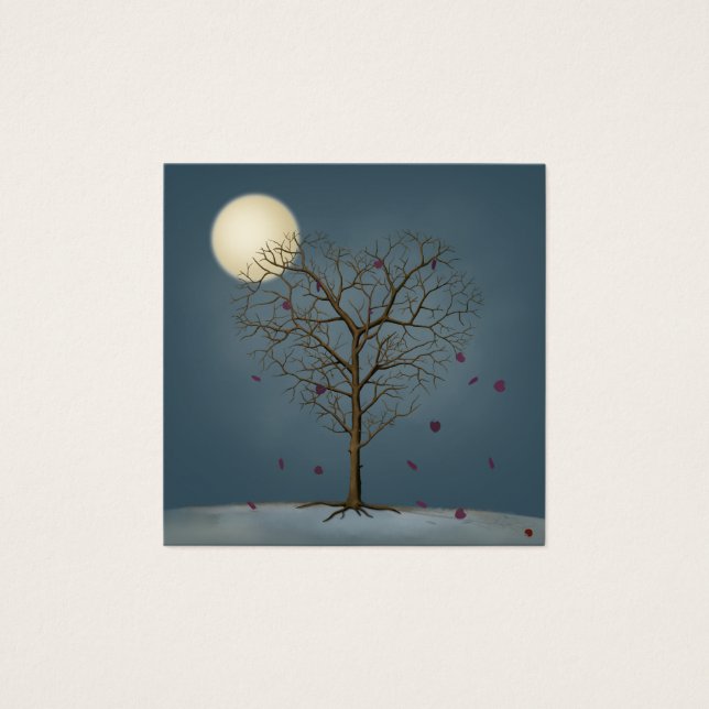 Cartes De Visite Arbre en forme de coeur mélancolique sous la Plein (Devant)