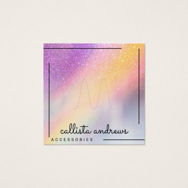 Cartes De Visite Arc-en-ciel Holographique Parties scintillant Ombr (Devant)