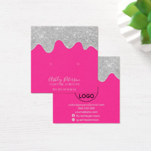 Cartes De Visite Argent parties scintillant gouttes roses boucles d