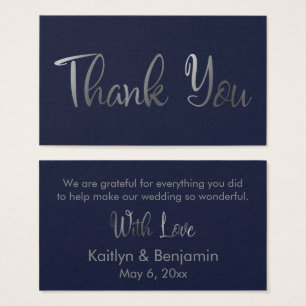 Cartes De Visite Argent sur le Mariage de marine Merci Favoriser la