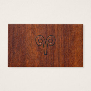Cartes De Visite Aries Zodiac Sign on Mahogany like print