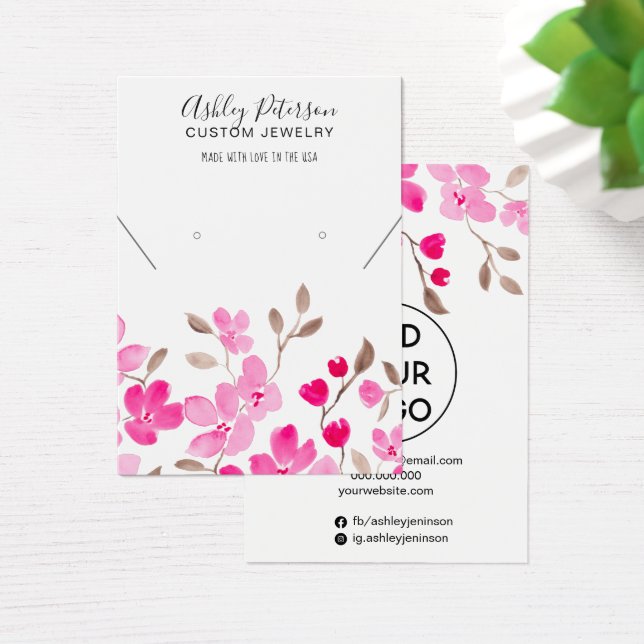 Cartes De Visite Armoire encolure à bijoux à fleurs roses (Bureau)