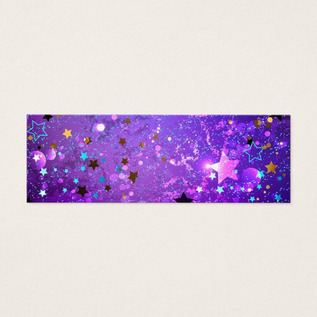 Cartes De Visite Arrière - plan de feuille violet avec étoiles (Devant)