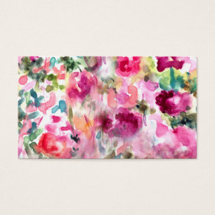 Cartes De Visite Arrière - plan floral d'aquarelle pourpre
