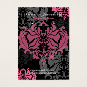 Cartes De Visite Arrière - plan rose et gris de damassé de boucle