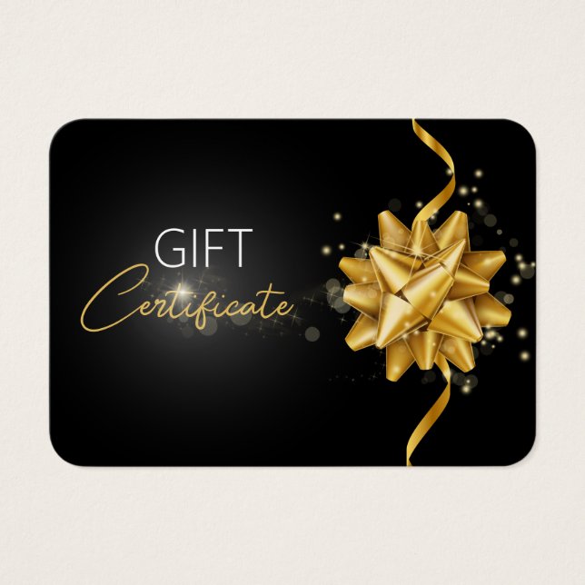 Cartes De Visite Arrondi Bow Classy Lumineux Élégant cadeau noir (Devant)