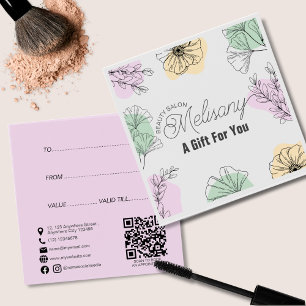 Cartes De Visite Art minimaliste moderne rose or vert ligne florale