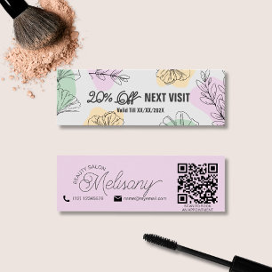 Cartes De Visite Art minimaliste moderne rose or vert ligne florale